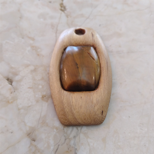 گردنبند چوبی نگین دار طرح مرجان سایز 5×2 سانتیمتر